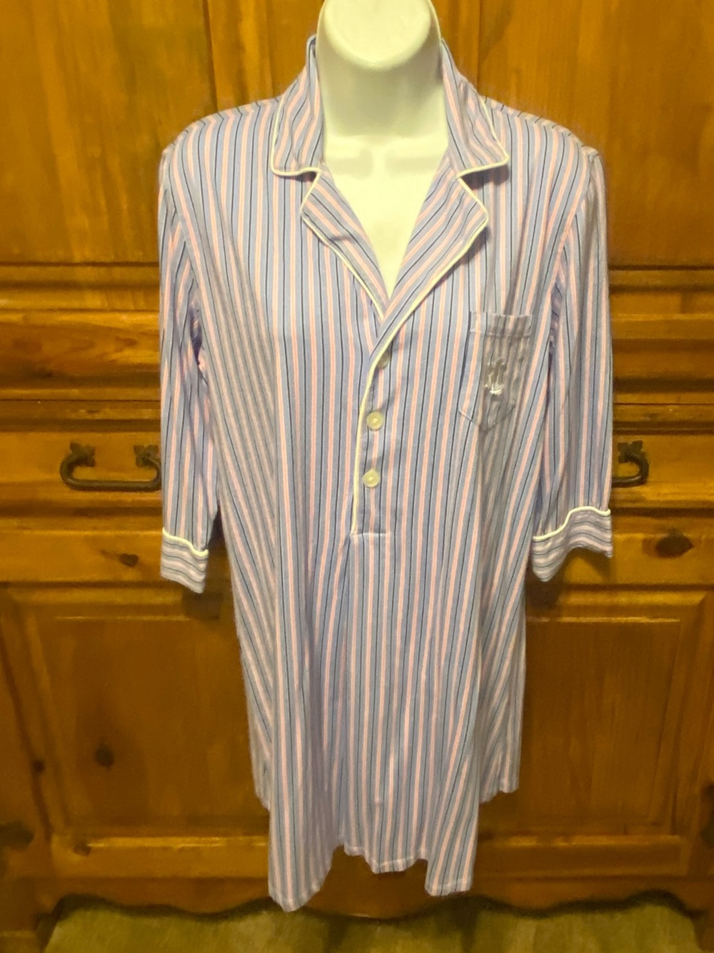 Ralph Lauren Striped Cotton Sleepshirt Nightshirt Dress Coastal Preppy small